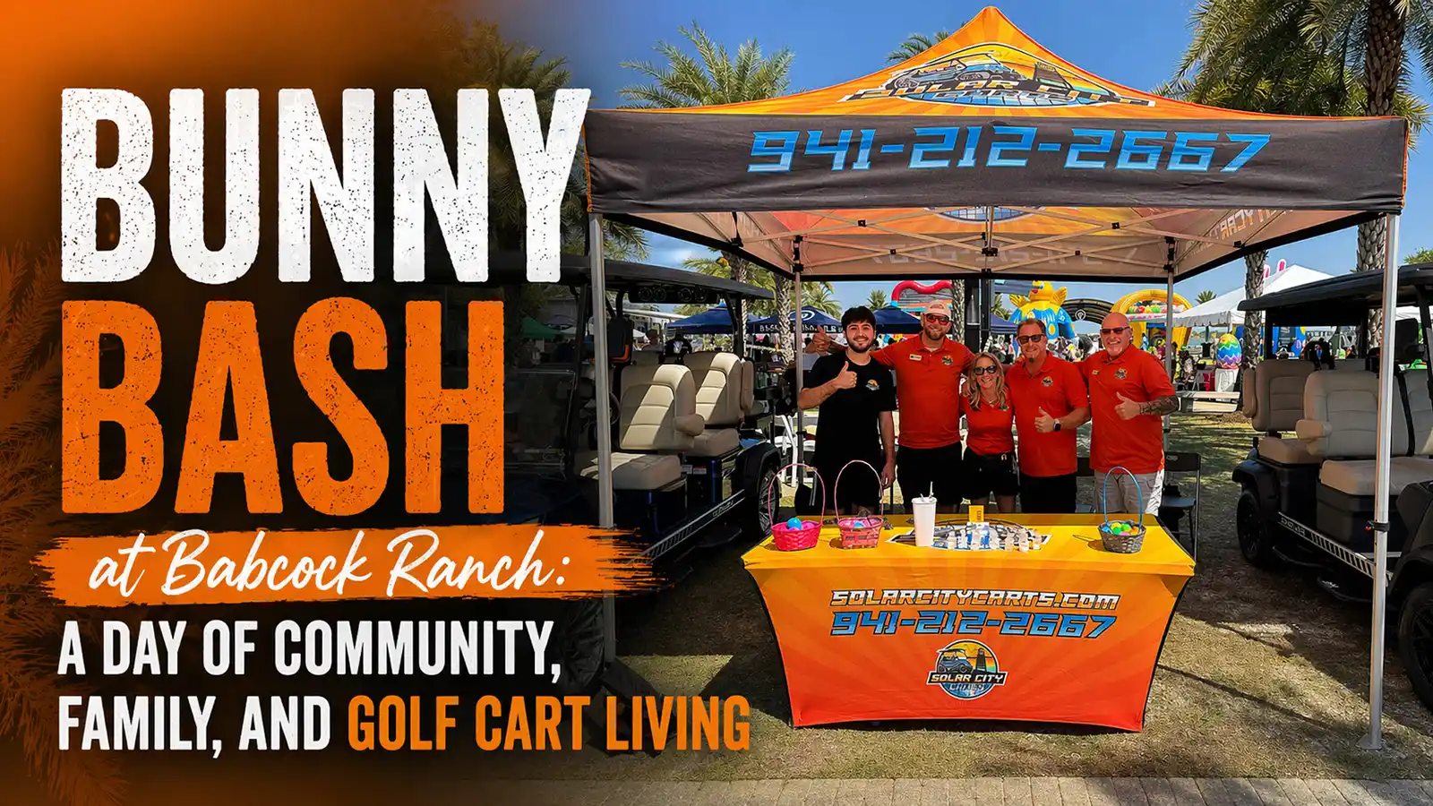 Bunny Bash at Babcock Ranch 2026 Solar City Carts Golf Cart Dealers in Babcock Ranch 1600x900 1 golf carts in Babcock Ranch Bunny Bash in Babcock Ranch was a great time for our Solar City Carts golf cart team to meet with our neighbors in the community